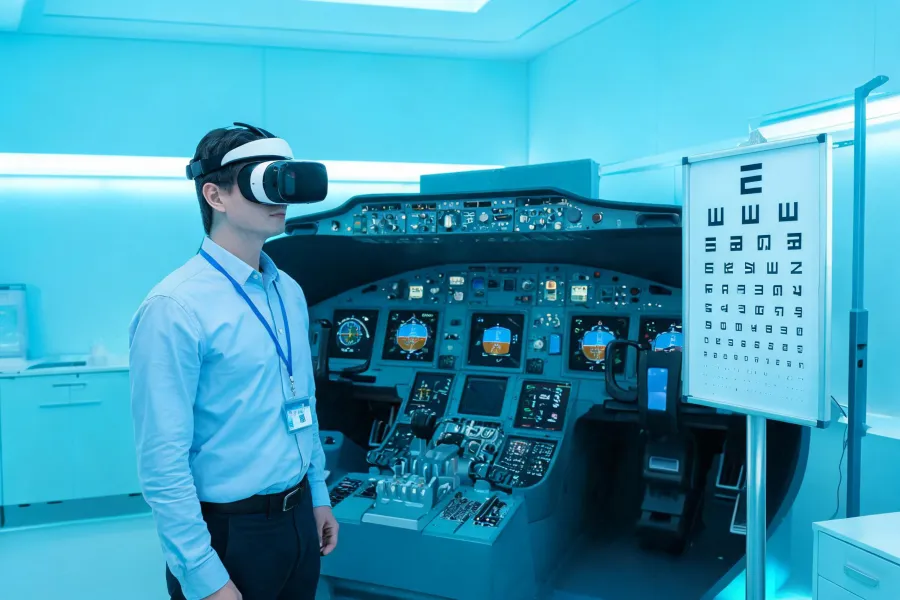 Engineer checking fine text through a Varjo headset